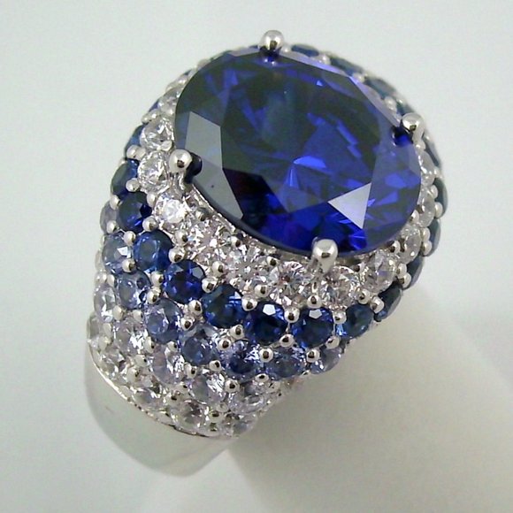 Diamonique Sterling Simulated Tanzanite Ombre Ring - Picture 1 of 8